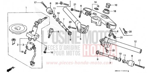 TUYAU DE GUIDON/PONT SUPERIEUR CBR900RRT de 1996